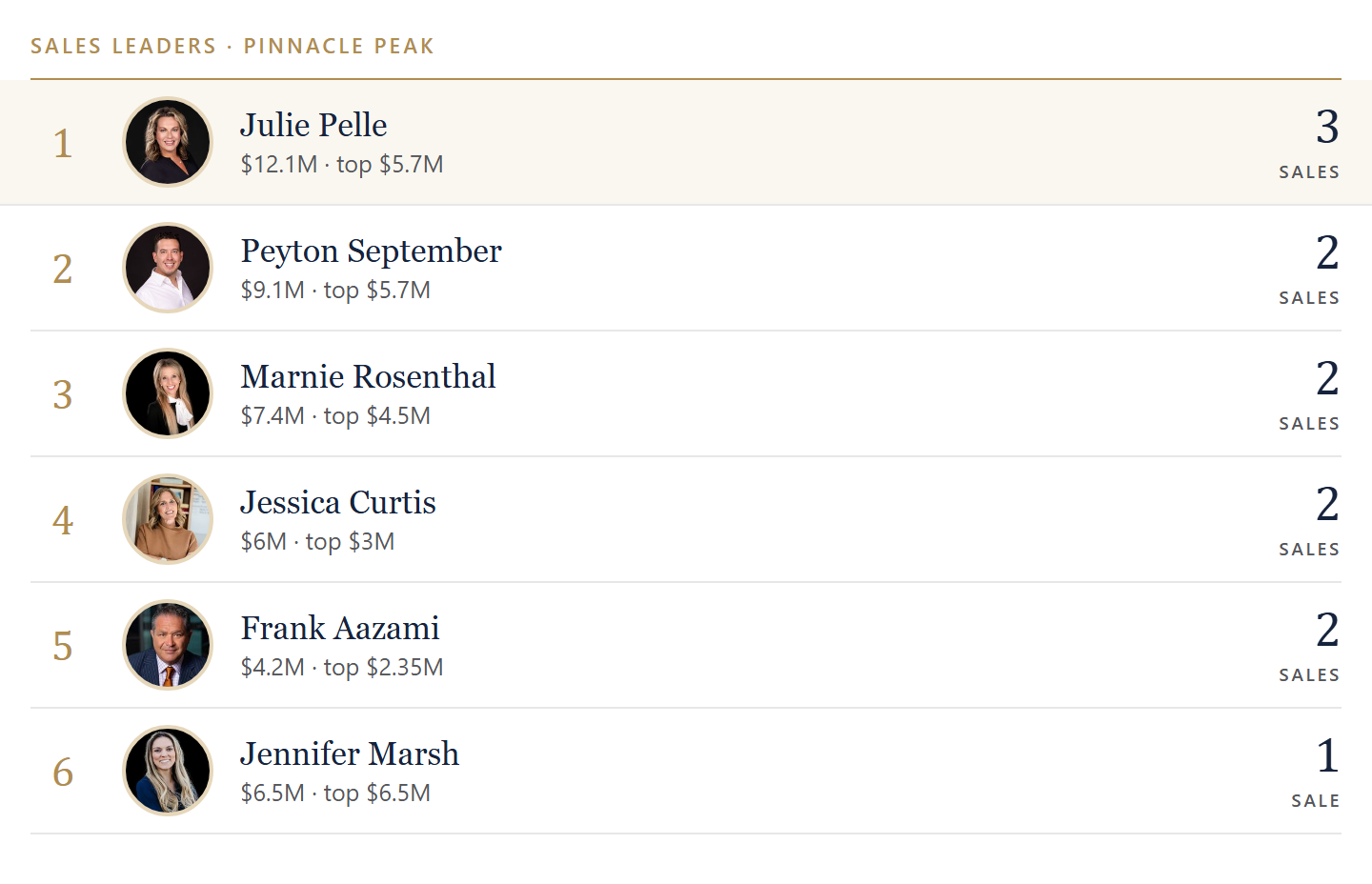 Sales leaders in Pinnacle Peak
